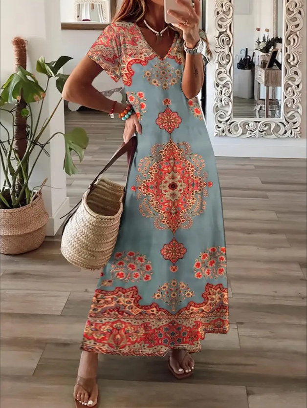 Ethnic Print Boho Dress | Vintage V-Neck Dress
Boho Casual Dress | Ethnic Print Style
Vintage Boho Dress | Short Sleeve V-Neck
Bohemian Summer Dress | Ethnic Print Outfit
Casual Boho Dress | Vintage Everyday Style